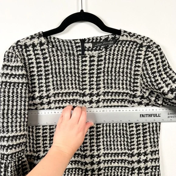 Zara Dress Womens Medium Black White Short Casual Party Lantern Sleeve Ladies - Picture 7 of 12